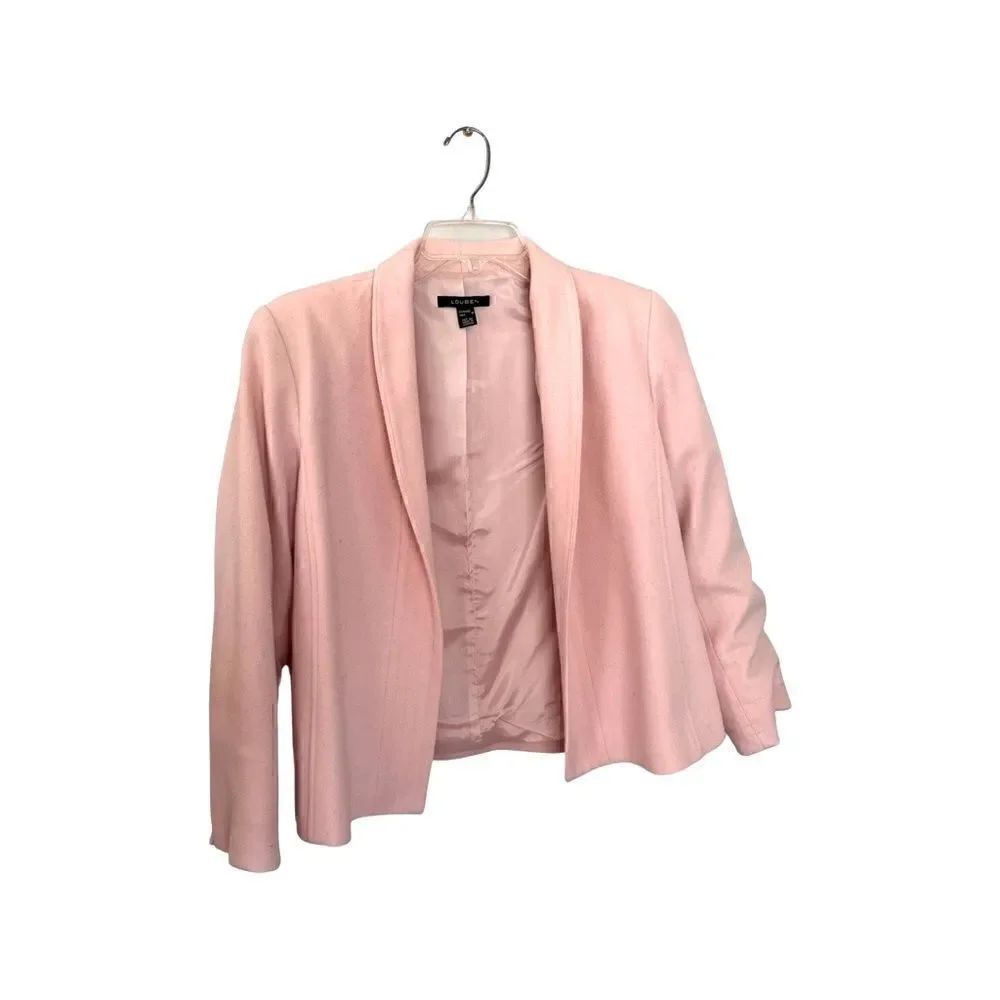 LOUBEN | vintage Sz 10 pink cashmere blend Open Front blacker jacket